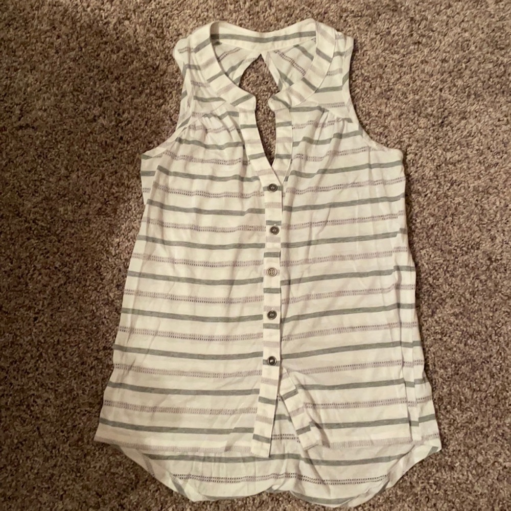 Eyeshadow women’s white/gray striped top, sz xs